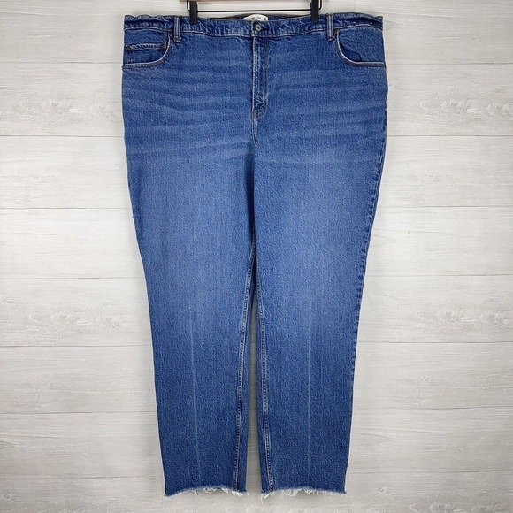 Abercrombie & Fitch The 90's Straight Ultra High Rise Jeans Blue Sz 37 / 24 Long - Picture 1 of 15